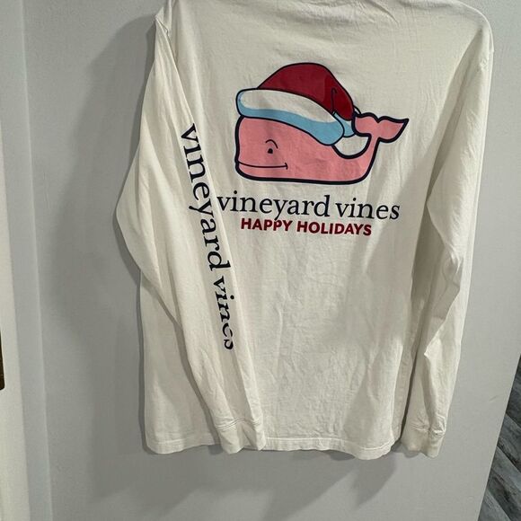 Vineyard Vines Festive Whale Long Sleeve - White and Pink - Picture 6 of 7